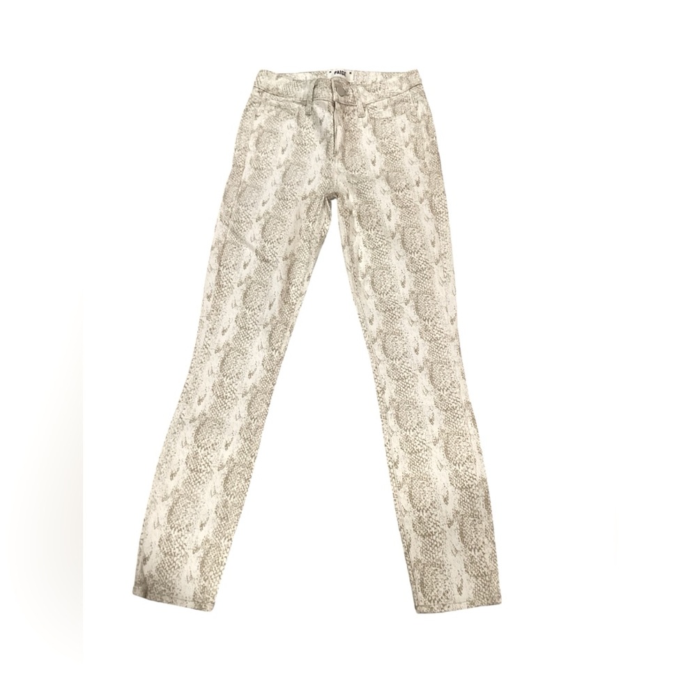 PAIGE Hoxton High Waist Ultra Skinny Jeans Sonoran Snake Cream Tan Size 25